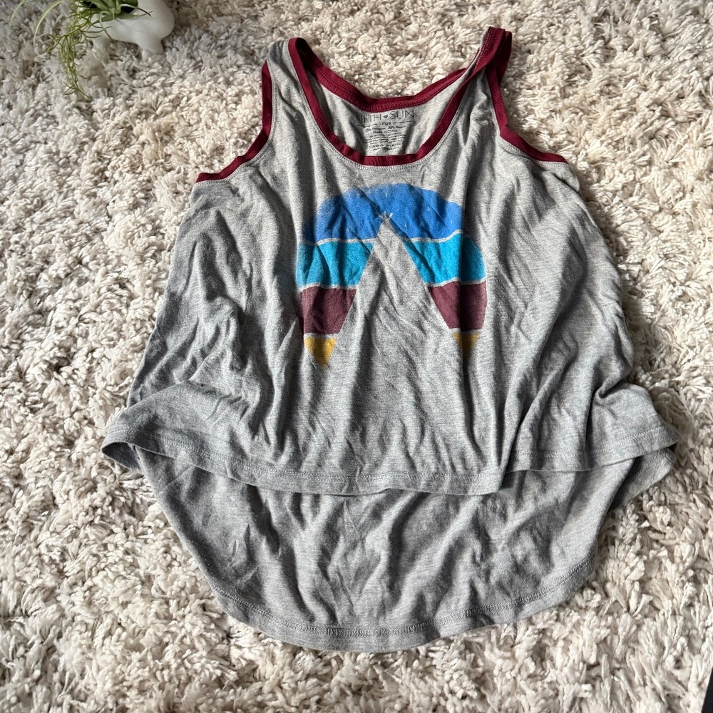Stylish heather gray Fifth Sun Heather Gray summer nature Bohemian tank Top with
